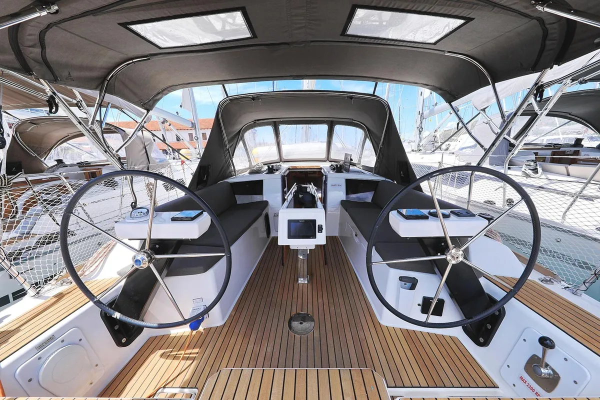 Cockpit of Pina Colada, a Dufour 360 GL sailboat at Grad Pula, Croatia