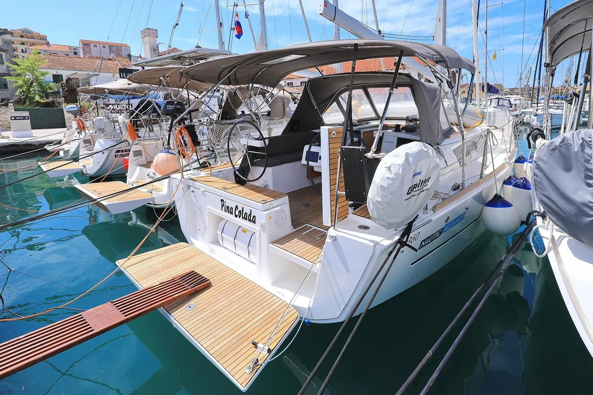 Exterior view of Pina Colada, a Dufour 360 GL sailboat at Grad Pula, Croatia