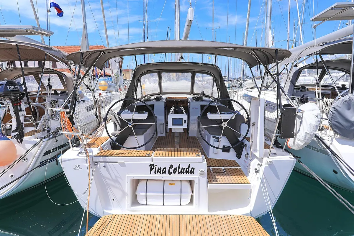 Exterior view of Pina Colada, a Dufour 360 GL sailboat at Grad Pula, Croatia