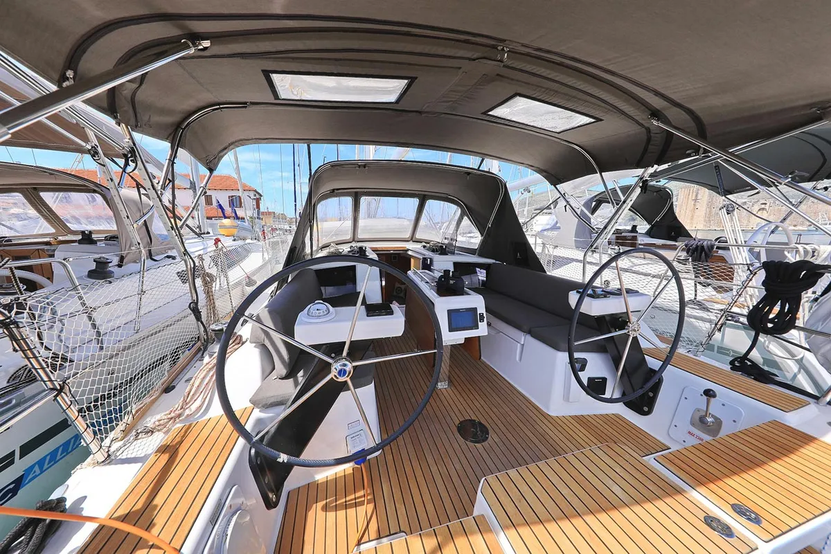 Cockpit of Pina Colada, a Dufour 360 GL sailboat at Grad Pula, Croatia