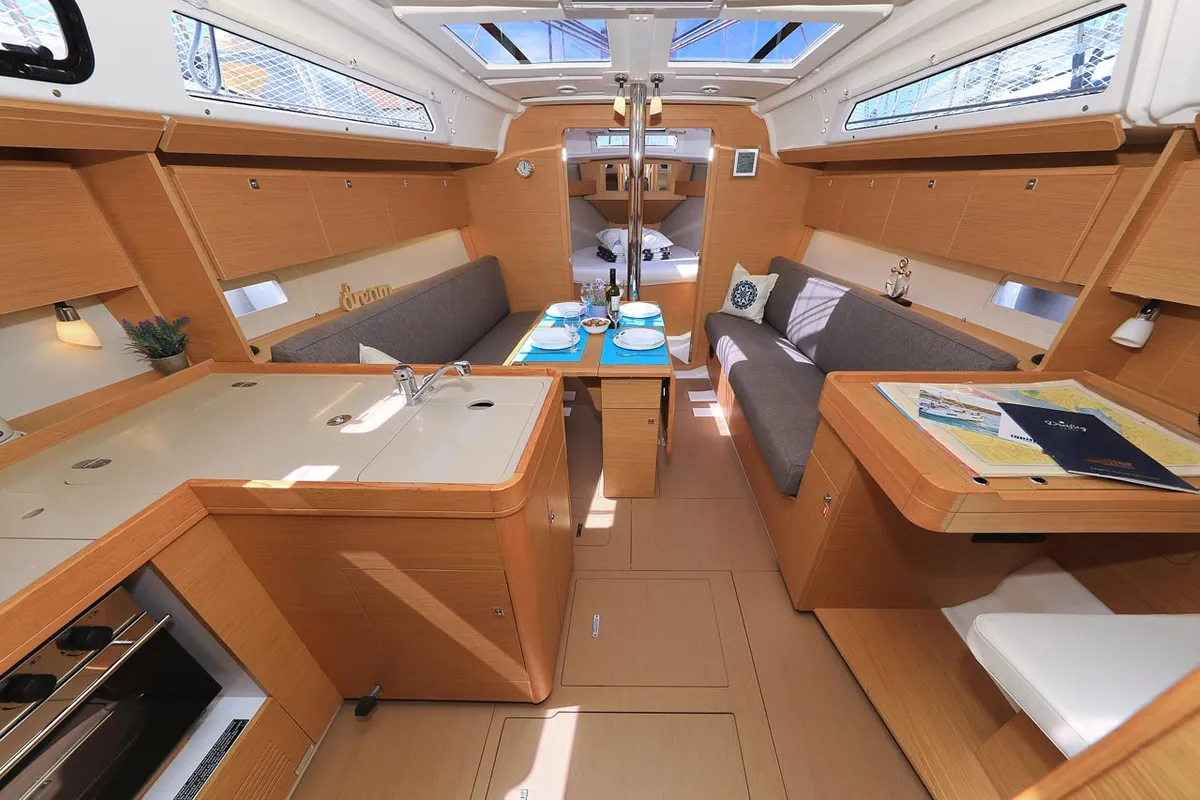 Salon of Pina Colada, a Dufour 360 GL sailboat at Grad Pula, Croatia