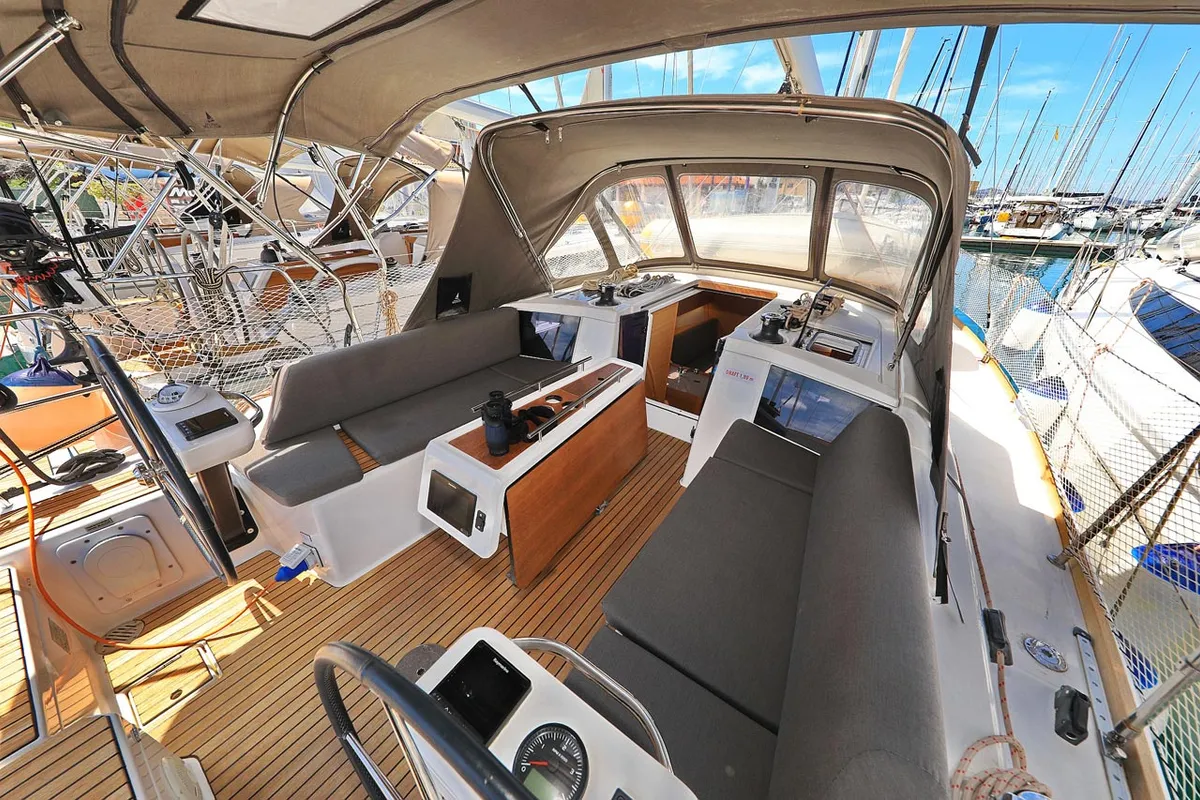 Cockpit of Pina Colada, a Dufour 360 GL sailboat at Grad Pula, Croatia