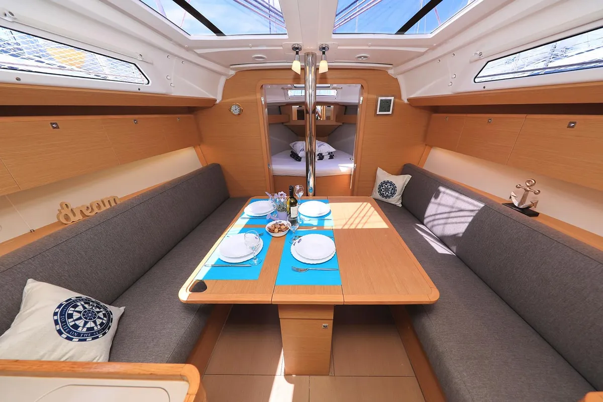 Salon of Pina Colada, a Dufour 360 GL sailboat at Grad Pula, Croatia