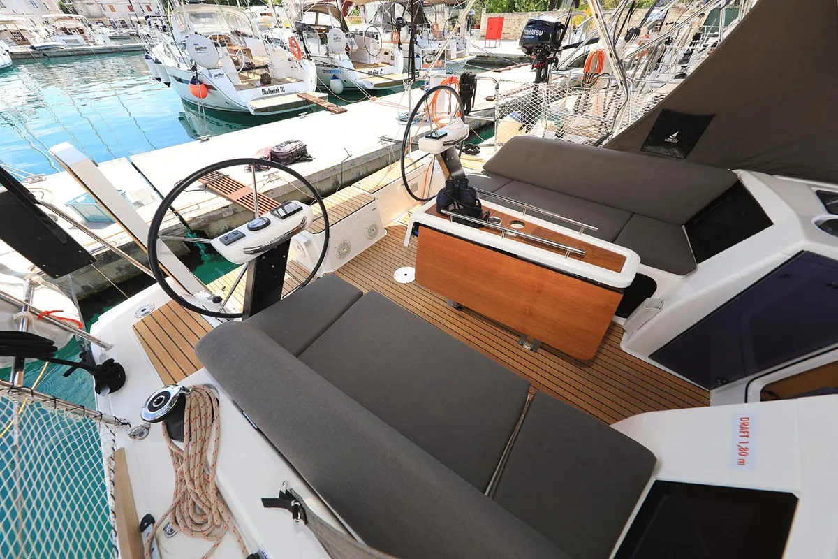 Cockpit of Pina Colada, a Dufour 360 GL sailboat at Grad Pula, Croatia