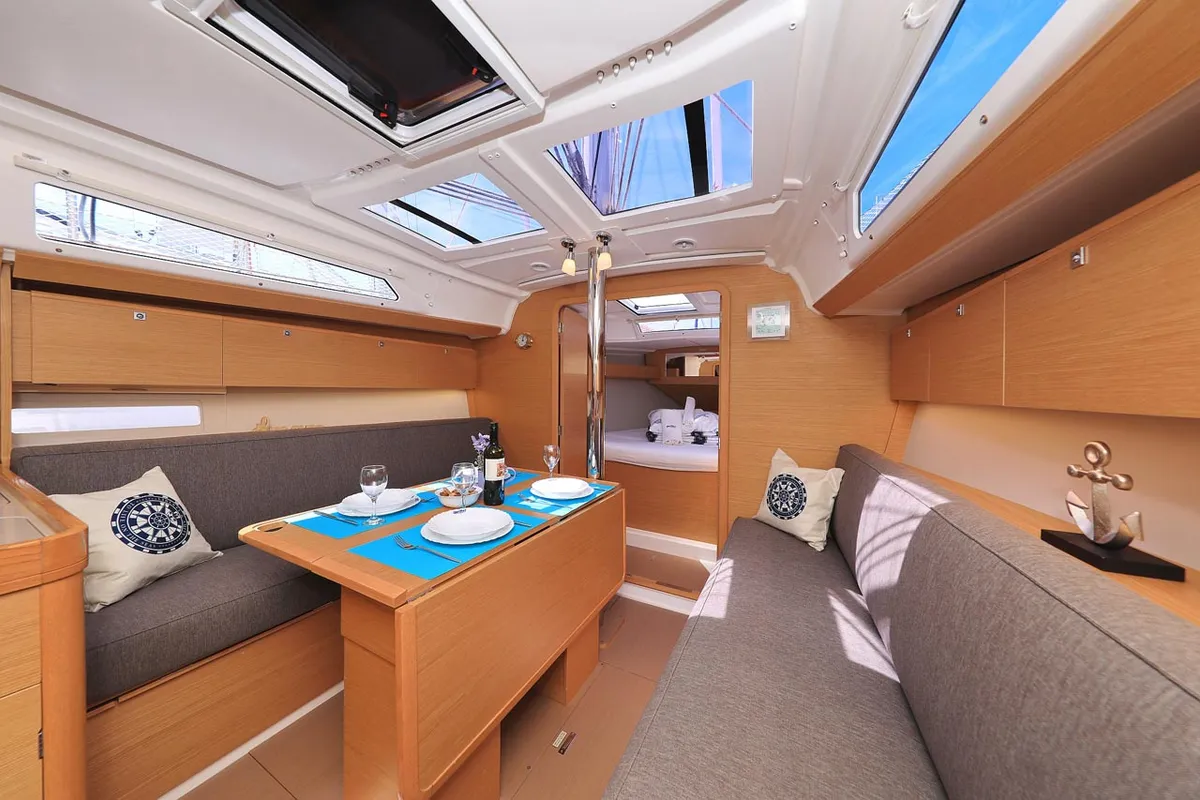 Salon of Pina Colada, a Dufour 360 GL sailboat at Grad Pula, Croatia