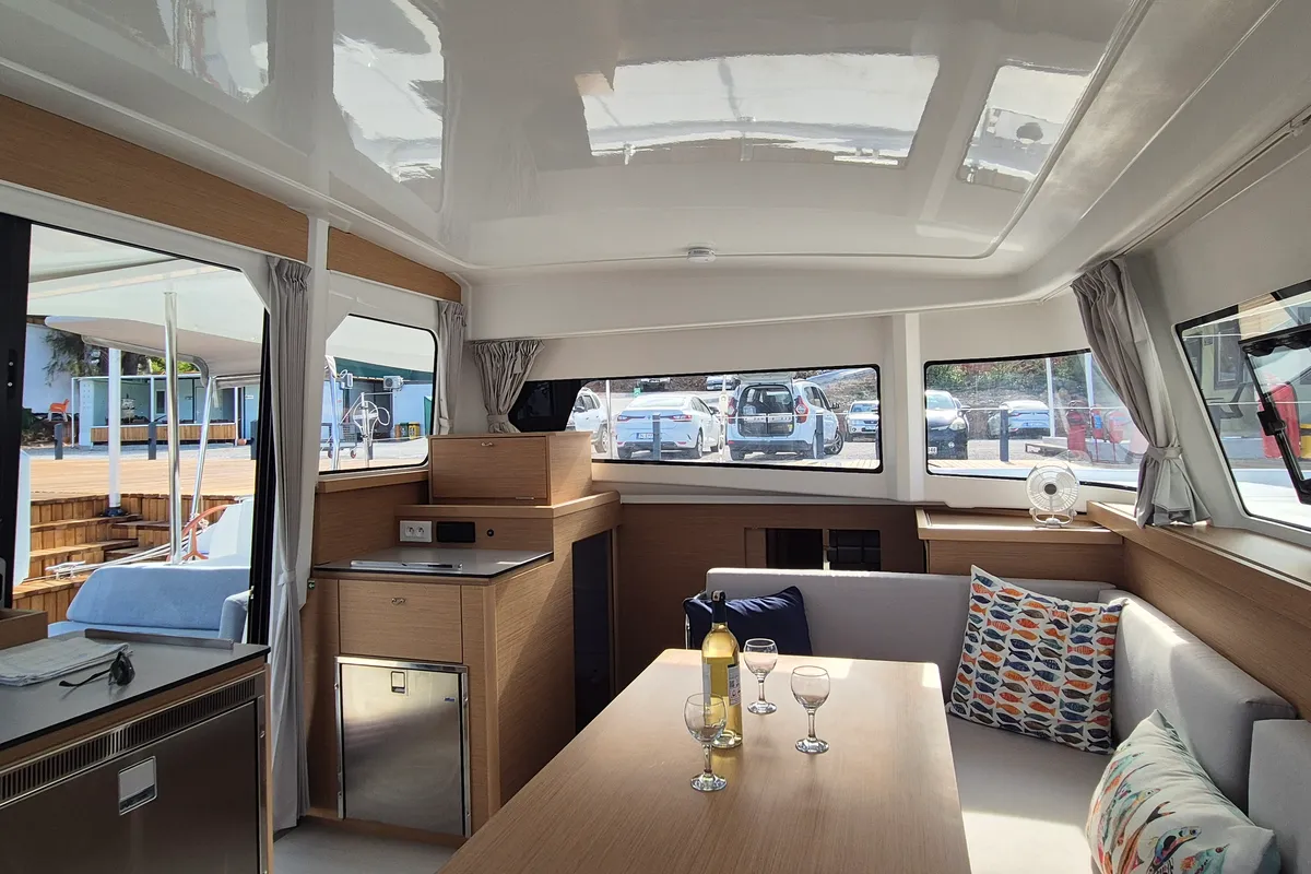 Salon of Kale I, a Excess 11 - 4 + 1 + 1 cab. catamaran at Fethiye, Turkey