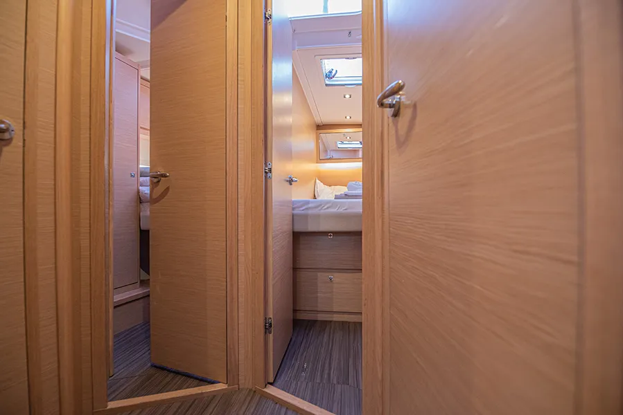 Cabin on Anema, a Dufour 530 sailboat at Athens, Greece