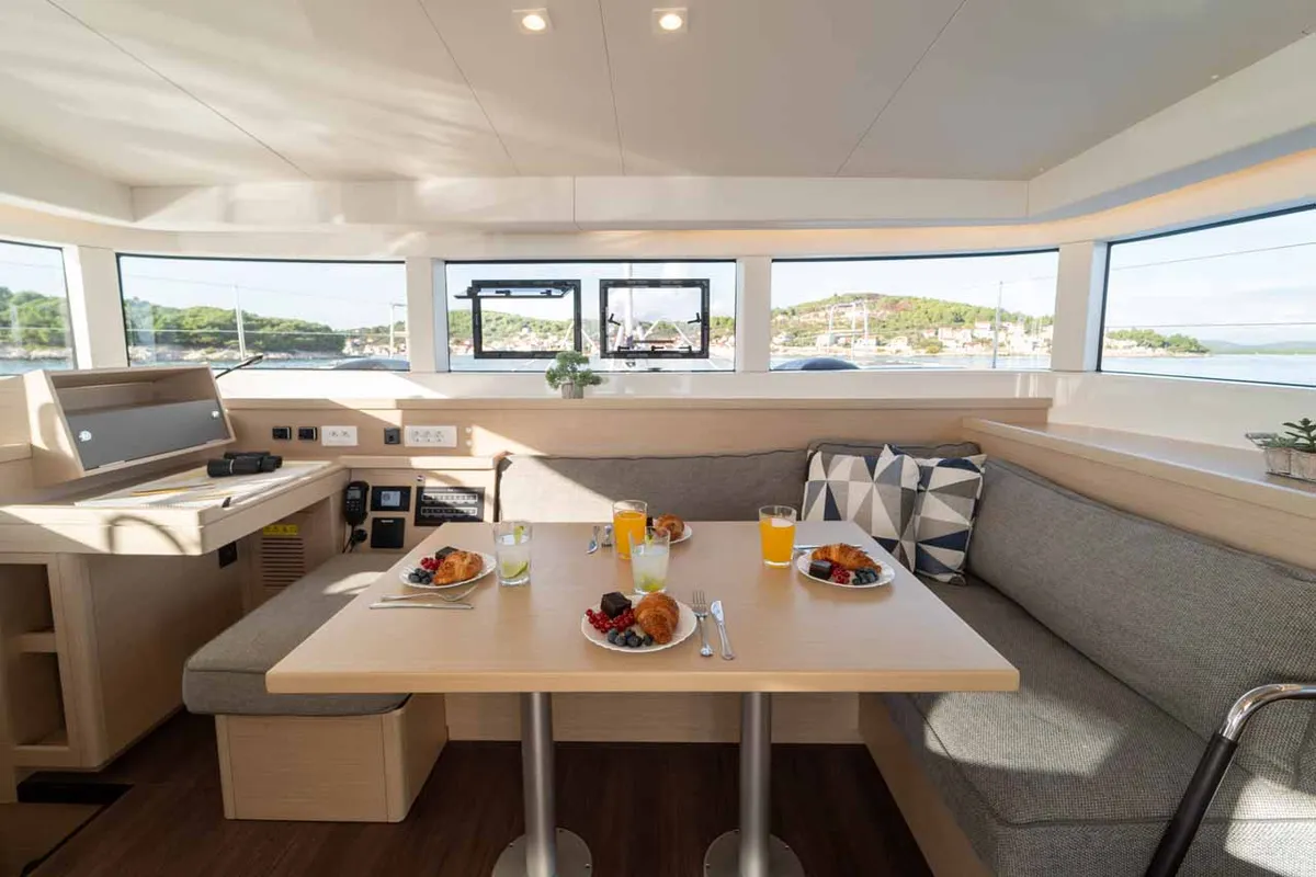 Salon of Mamma Mia, a Lagoon 40 catamaran at Grad Šibenik, Croatia