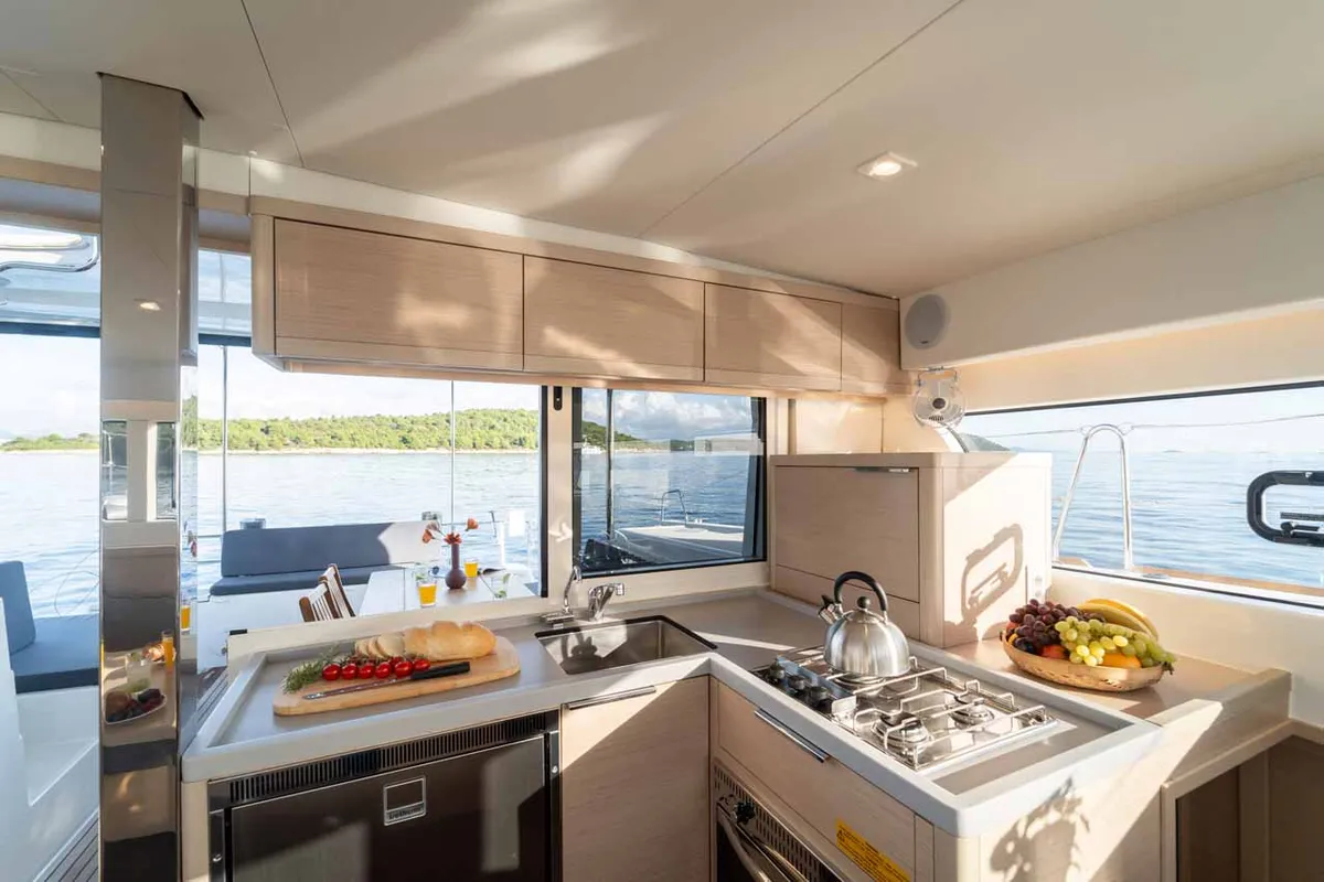 Galley of Mamma Mia, a Lagoon 40 catamaran at Grad Šibenik, Croatia