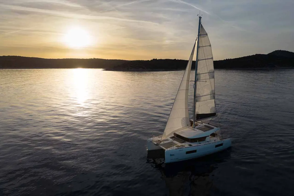 Exterior view of Mamma Mia, a Lagoon 40 catamaran at Grad Šibenik, Croatia