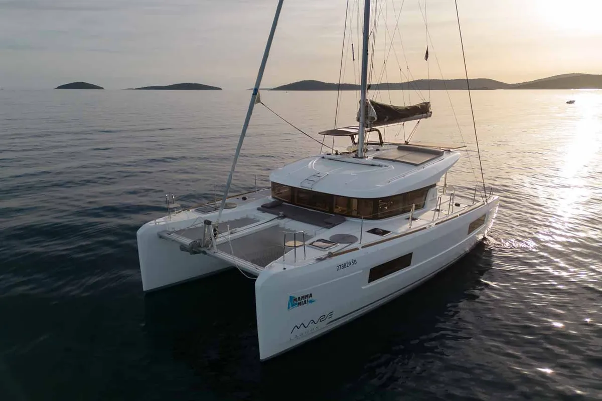 Exterior view of Mamma Mia, a Lagoon 40 catamaran at Grad Šibenik, Croatia