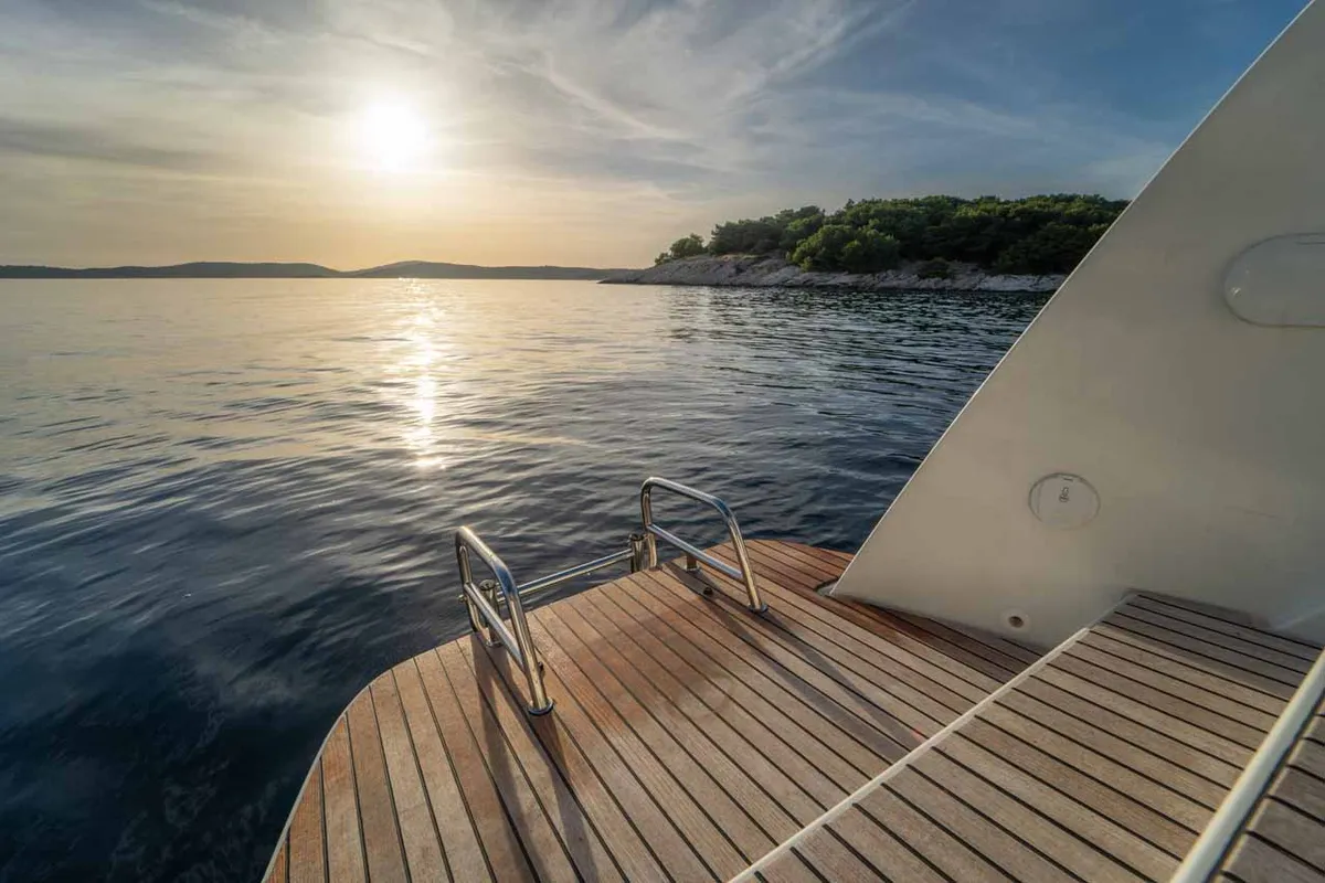Deck of Mamma Mia, a Lagoon 40 catamaran at Grad Šibenik, Croatia