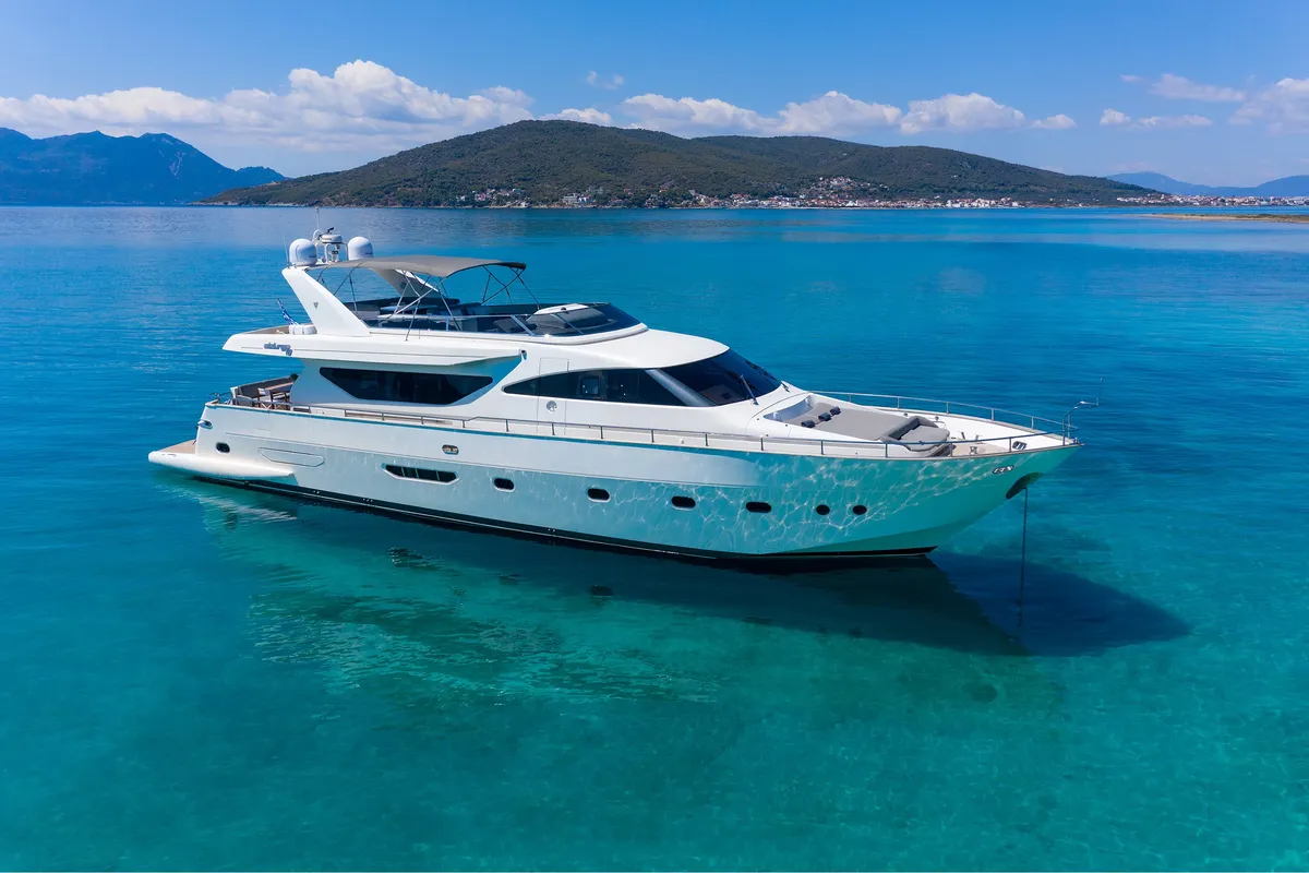 Freedom, a Alalunga 78 motor yacht at Athens, Greece