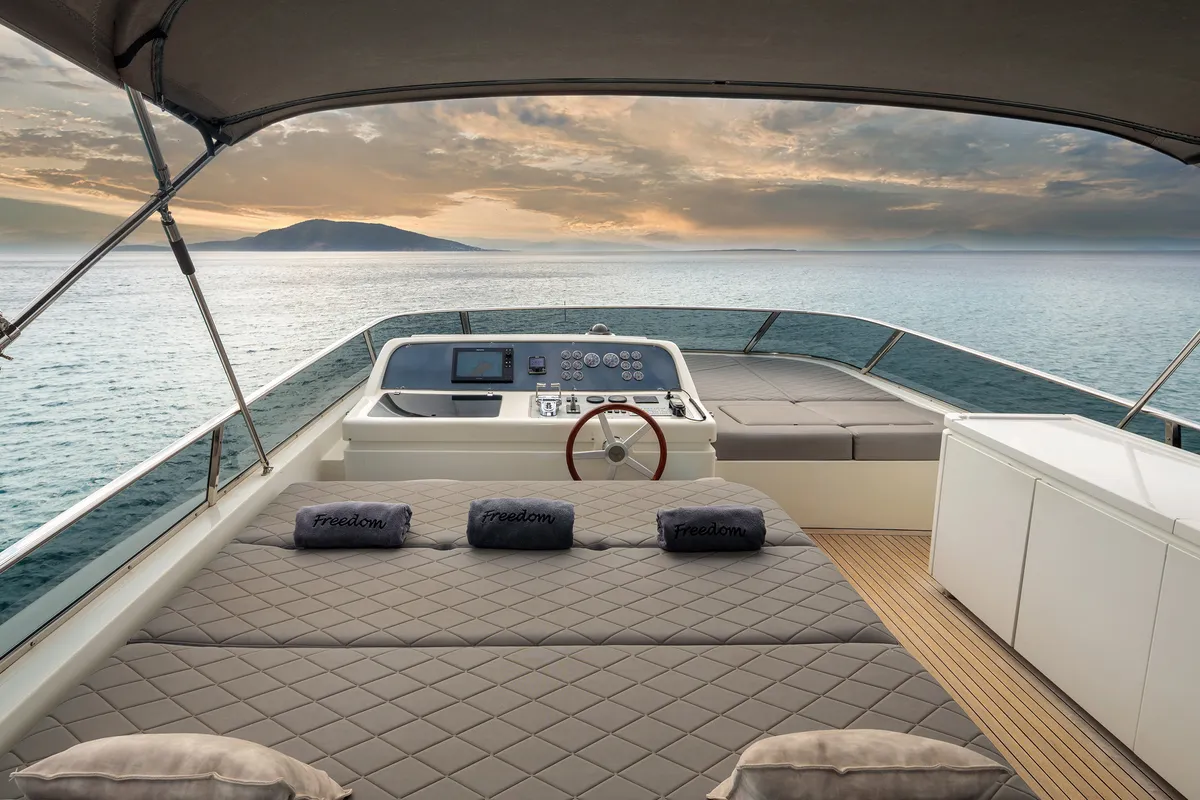 Freedom, a Alalunga 78 motor yacht at Athens, Greece