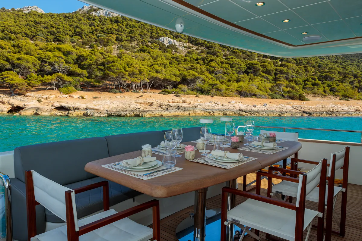 Freedom, a Alalunga 78 motor yacht at Athens, Greece