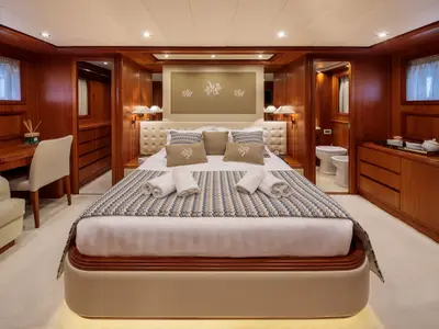 Freedom, a Alalunga 78 motor yacht at Athens, Greece