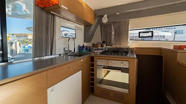 Galley of Faros, a Excess 15 catamaran at Seget Donji, Croatia