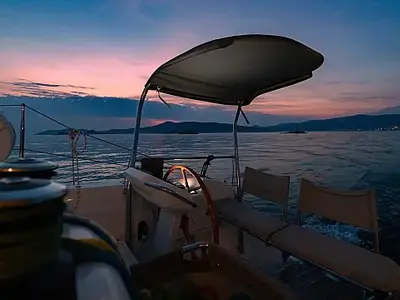 Cockpit of Faros, a Excess 15 catamaran at Seget Donji, Croatia