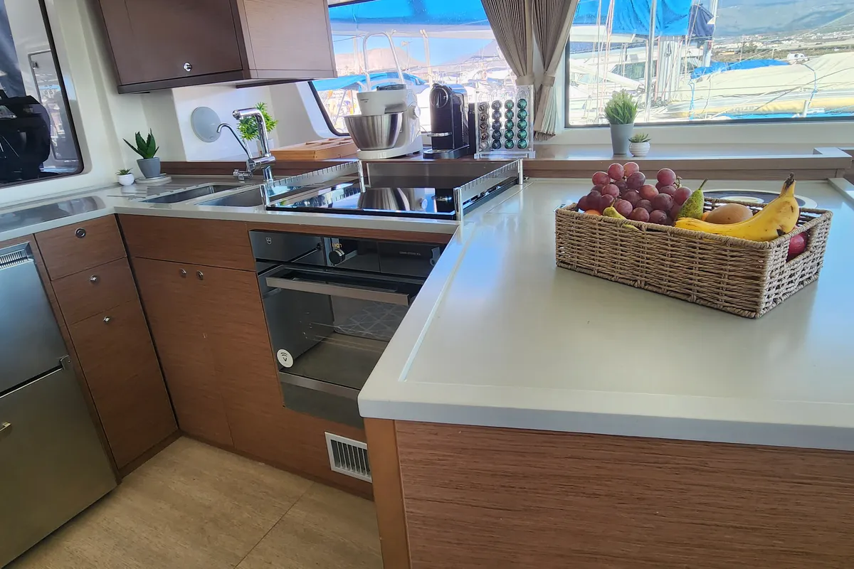 Galley of Tamiro, a Lagoon 52F catamaran at Municipal Unit of Lefkada, Greece