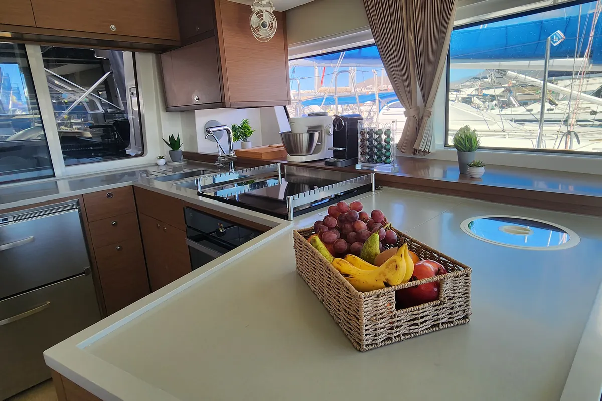 Galley of Tamiro, a Lagoon 52F catamaran at Municipal Unit of Lefkada, Greece