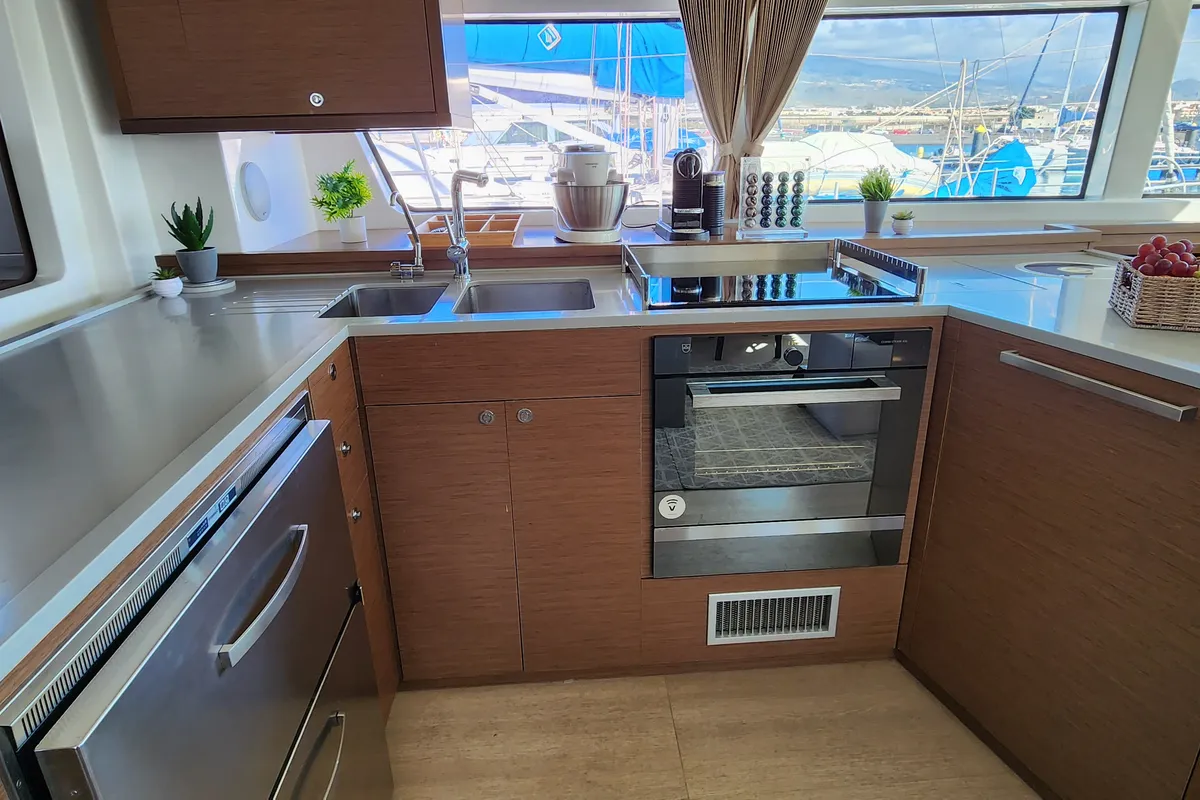 Galley of Tamiro, a Lagoon 52F catamaran at Municipal Unit of Lefkada, Greece