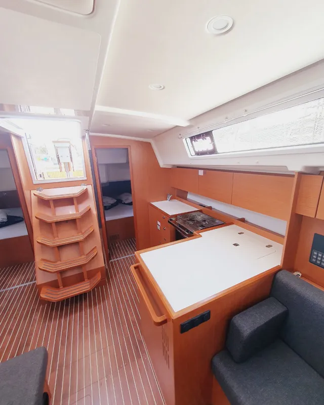 Galley of Lucia, a Bavaria C42 sailboat at Grad Pula, Croatia