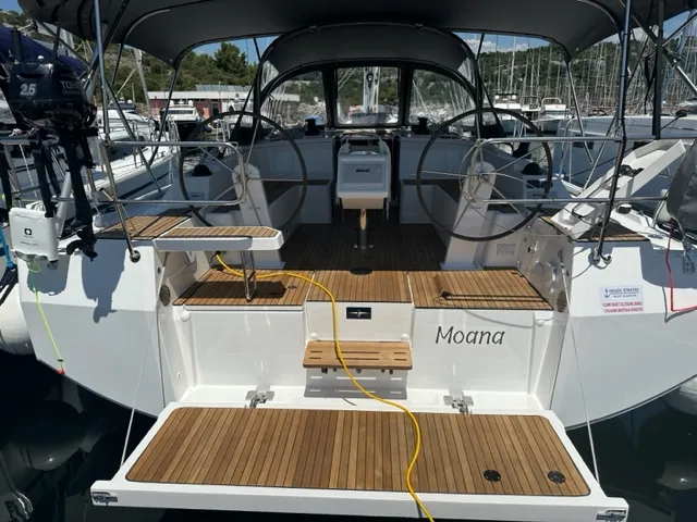 Cockpit of MOANA, a Bavaria C42 sailboat at Primošten, Croatia