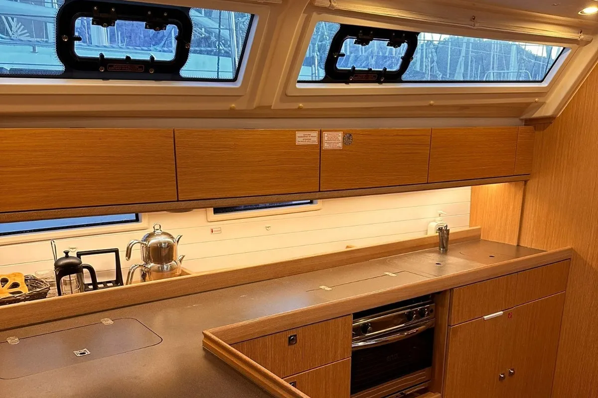 Galley of Okto Sailors, a Bavaria Cruiser 46 sailboat at Fethiye, Turkey