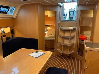 Salon of Okto Sailors, a Bavaria Cruiser 46 sailboat at Fethiye, Turkey