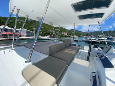 Deck of Tide of your life, a Lagoon 46 catamaran at Road Town, British Virgin Islands