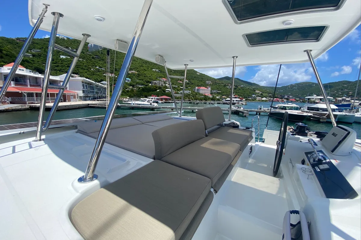 Deck of Tide of your life, a Lagoon 46 catamaran at Road Town, British Virgin Islands