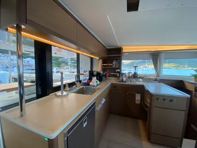 Galley of Tide of your life, a Lagoon 46 catamaran at Road Town, British Virgin Islands