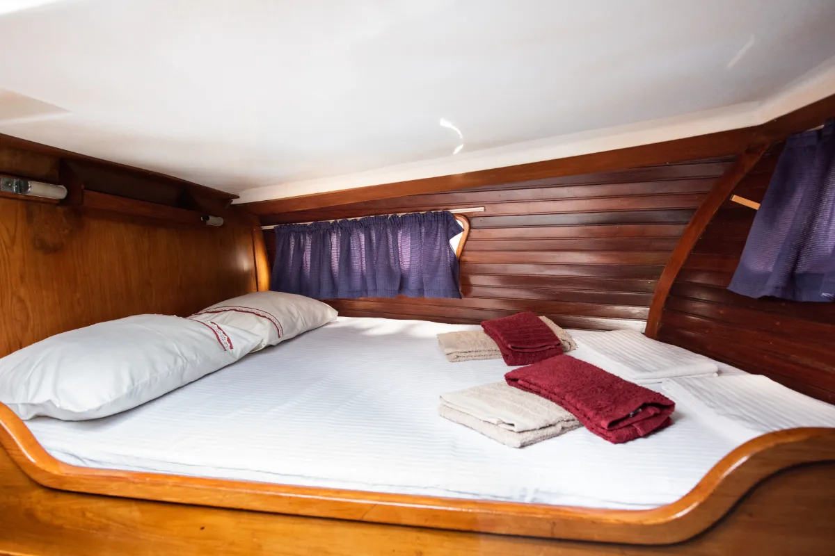 Cabin on Asterias, a Wauquiez Amphitrite sailboat at Benitses, Greece