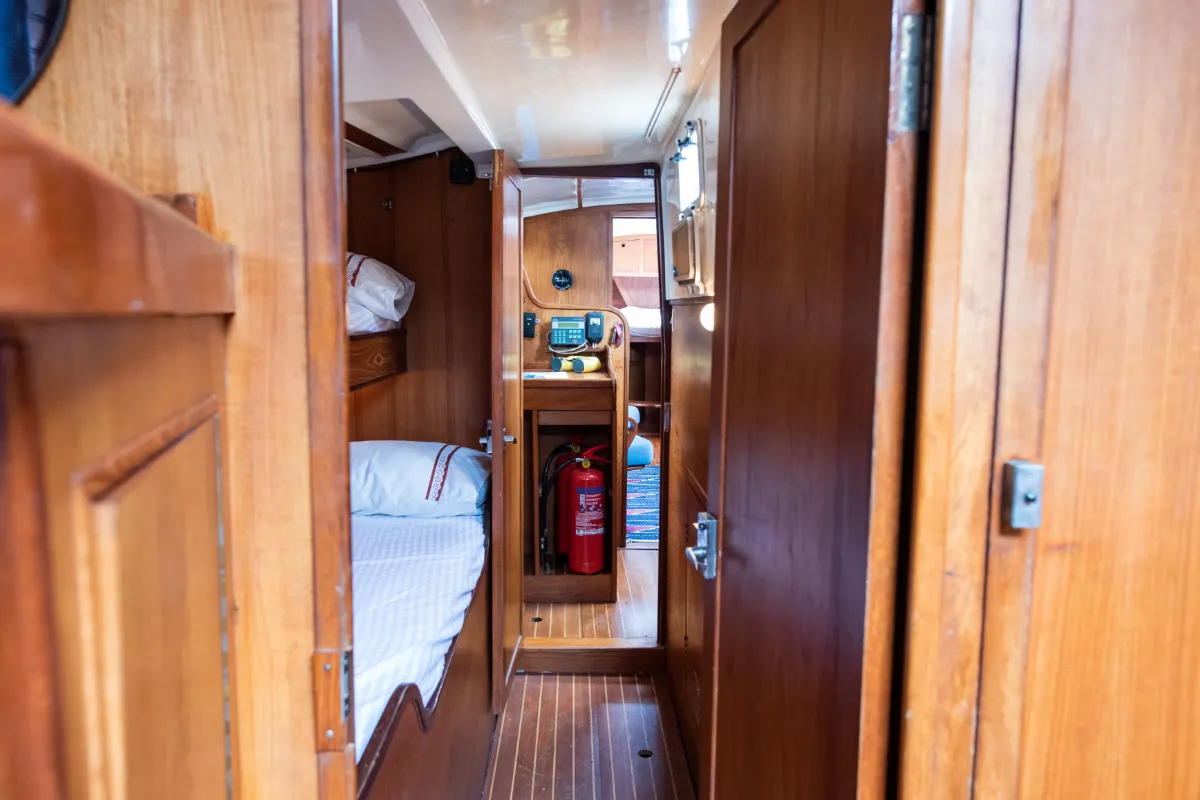 Cabin on Asterias, a Wauquiez Amphitrite sailboat at Benitses, Greece
