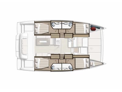 Floor plan of Stella Maris, a Bali 4.2 catamaran at Municipal Unit of Lefkada, Greece