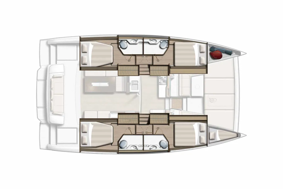 Floor plan of Stella Maris, a Bali 4.2 catamaran at Municipal Unit of Lefkada, Greece