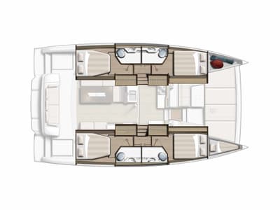 Floor plan of Stella Maris, a Bali 4.2 catamaran at Municipal Unit of Lefkada, Greece