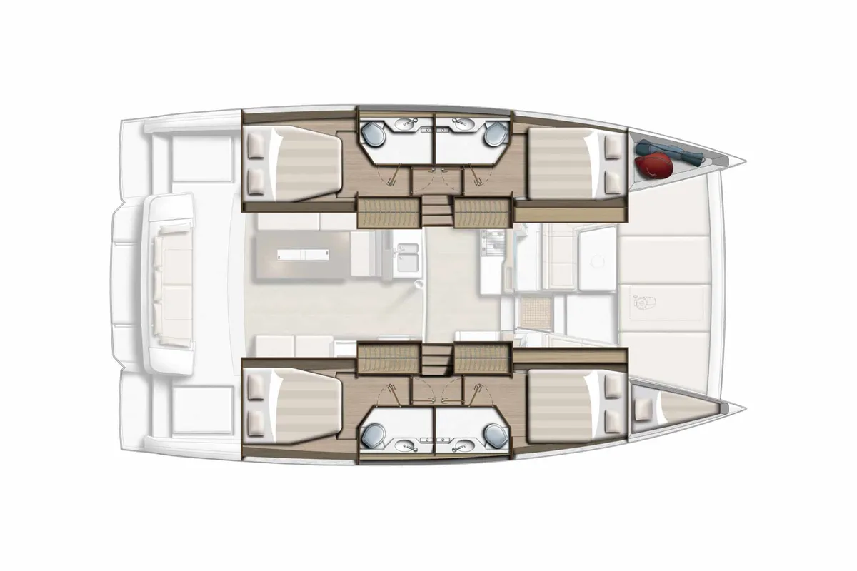 Floor plan of Stella Maris, a Bali 4.2 catamaran at Municipal Unit of Lefkada, Greece