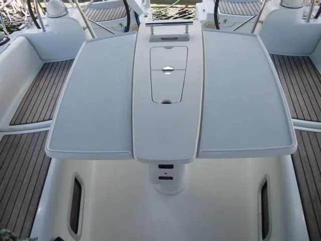 Cockpit of Tiamo, a Beneteau Oceanis 43 sailboat at Municipal Unit of Lefkada, Greece