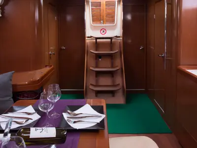 Salon of Tiamo, a Beneteau Oceanis 43 sailboat at Municipal Unit of Lefkada, Greece