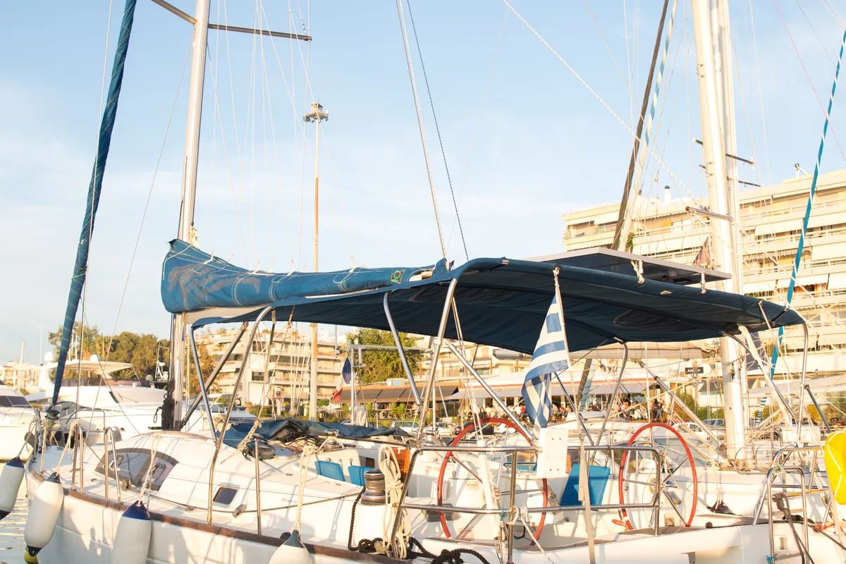 Exterior view of Tiamo, a Beneteau Oceanis 43 sailboat at Municipal Unit of Lefkada, Greece