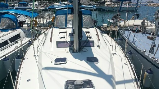 Deck of Tiamo, a Beneteau Oceanis 43 sailboat at Municipal Unit of Lefkada, Greece