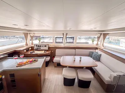 Salon of Miriam, a Lagoon 450 F catamaran at Primošten, Croatia
