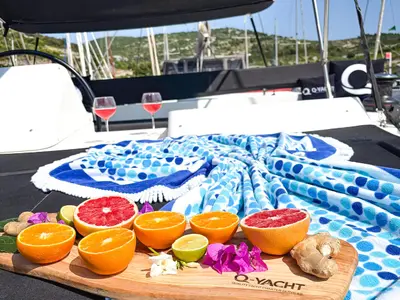 Deck of Miriam, a Lagoon 450 F catamaran at Primošten, Croatia