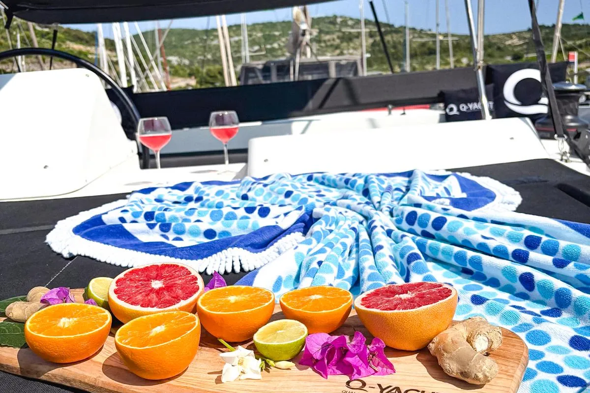 Deck of Miriam, a Lagoon 450 F catamaran at Primošten, Croatia
