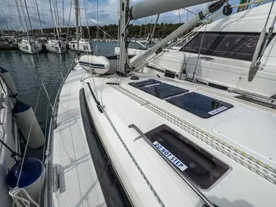 Deck of Caipirinha, a Bavaria Cruiser 37 sailboat at Grad Pula, Croatia