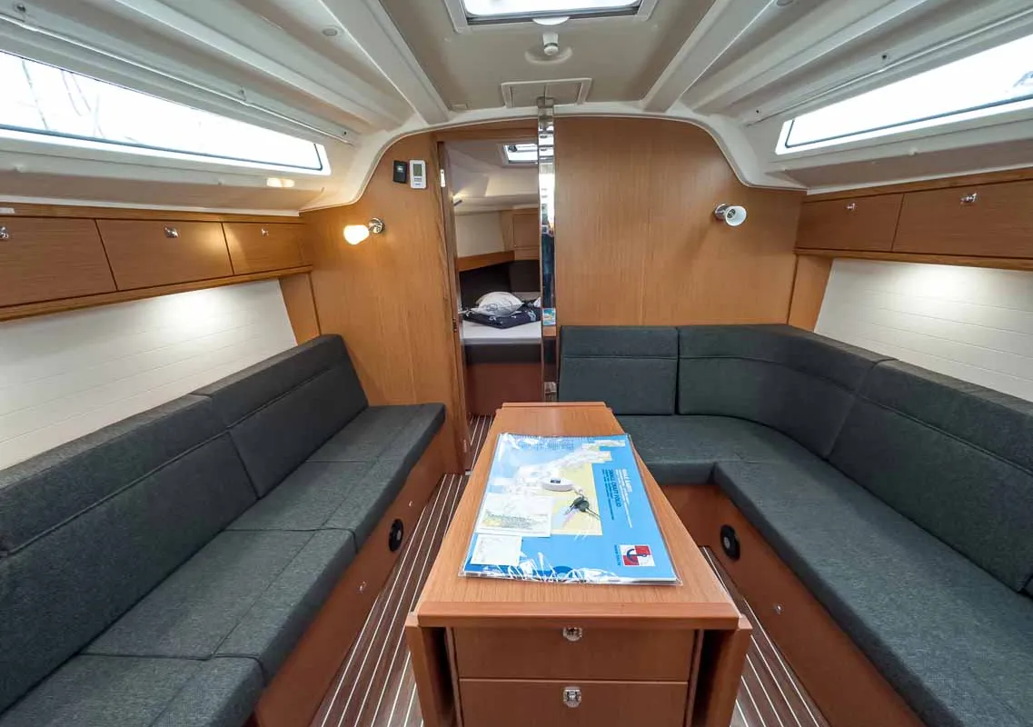 Salon of Caipirinha, a Bavaria Cruiser 37 sailboat at Grad Pula, Croatia