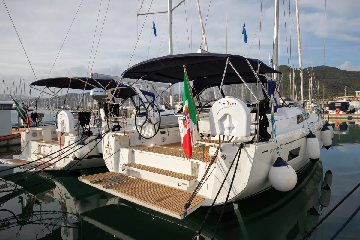 Exterior view of Gea, a Beneteau Oceanis 40.1 sailboat at Salerno, Italy