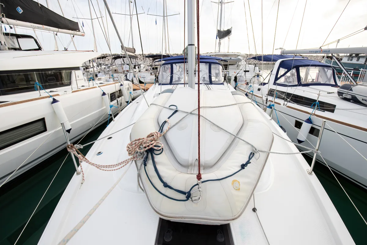 Deck of Gea, a Beneteau Oceanis 40.1 sailboat at Salerno, Italy