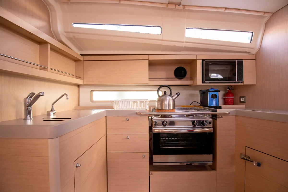 Galley of Gea, a Beneteau Oceanis 40.1 sailboat at Salerno, Italy